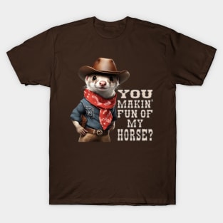 Funny animal weasel cowboy horse western American west T-Shirt